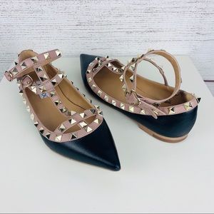 Kaitlyn Pan Black Rockstud Studded Flats